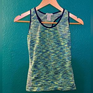 Connection 18 size small/medium blue and green static print athletic racer back